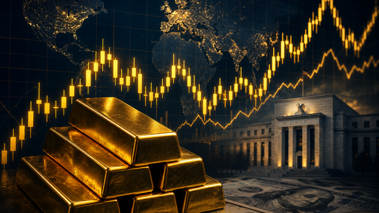 ภาพประกอบบทวิเคราะห์ราคาทองคำโลก XAU/USD พร้อมกราฟและดอลลาร์